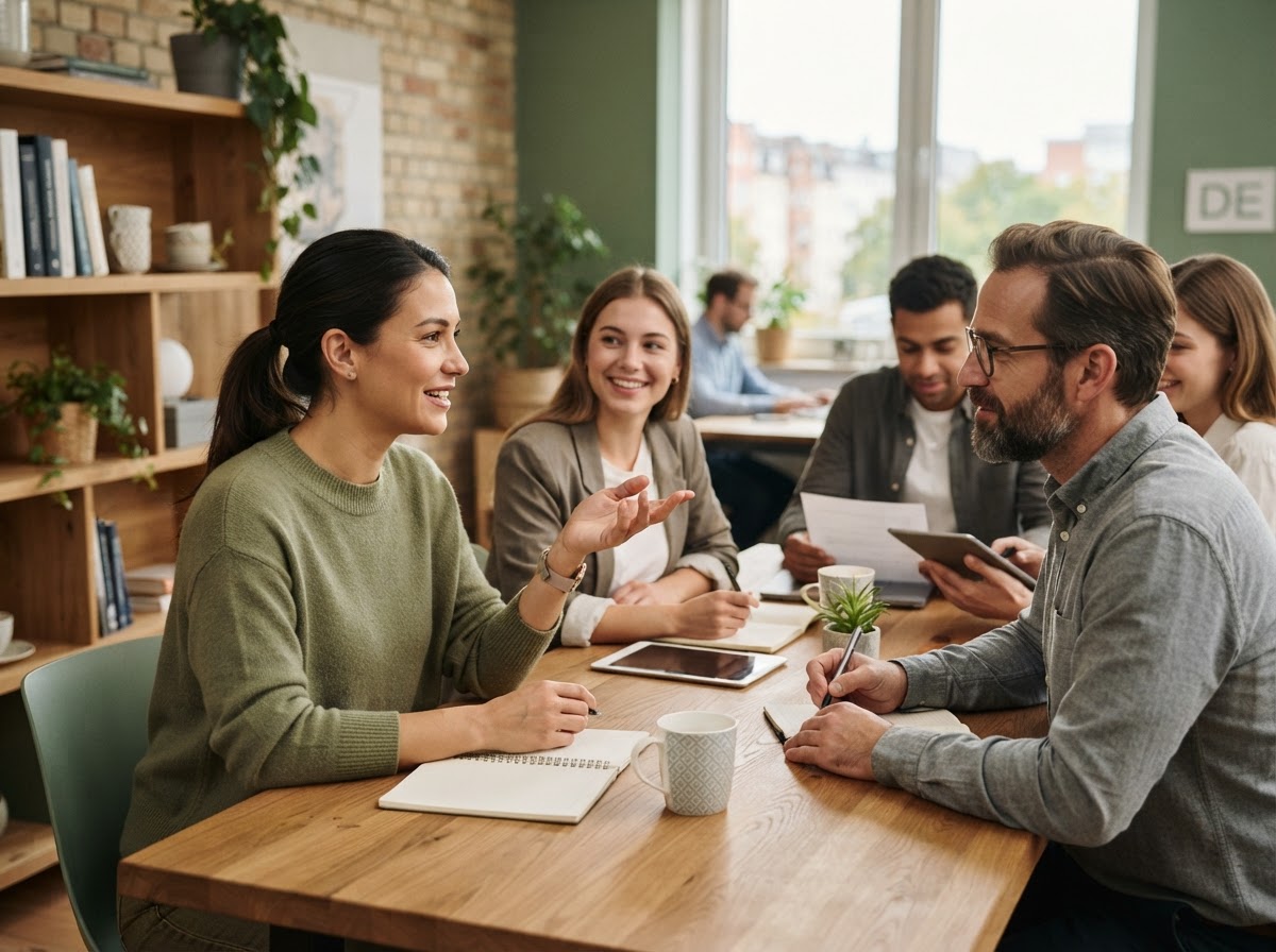 Sevakon Felruno Team bei der Analyse von Marktdaten in einer ruhigen Arbeitsumgebung
